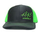 Charcoal and Neon Green 1845 Trucker Hat