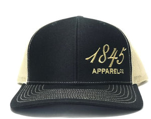 Black and Gold 1845 Trucker Hat